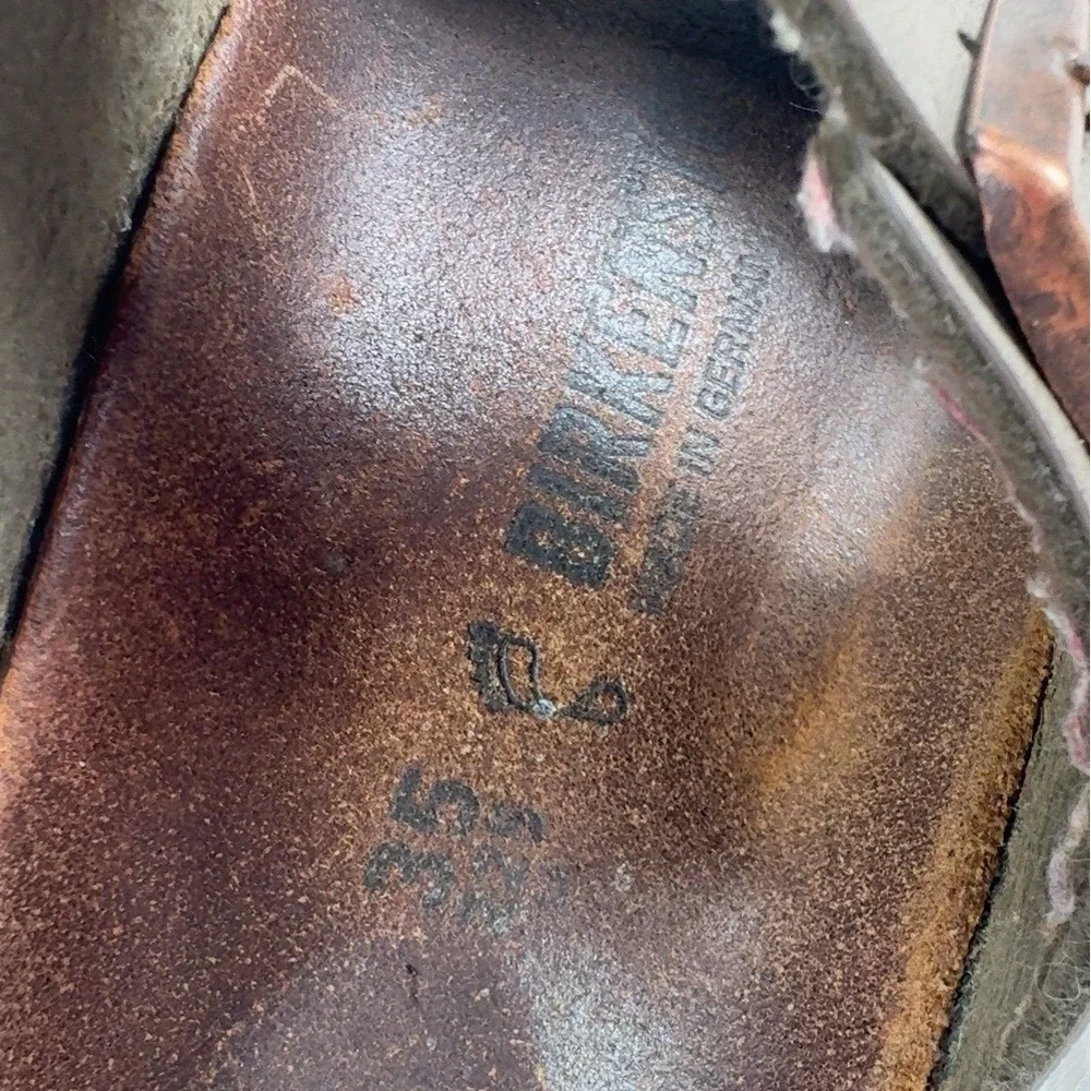 Birkenstock Arizona Olive Gray Copper Buckle Sandals EU 35